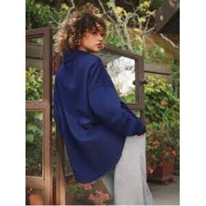 Savage x Fenty Xssential Oversized Button Up Shirt Sweatshirt Blue Casual - 14